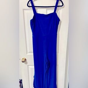 Royal blue flare leg dressy jumpsuit